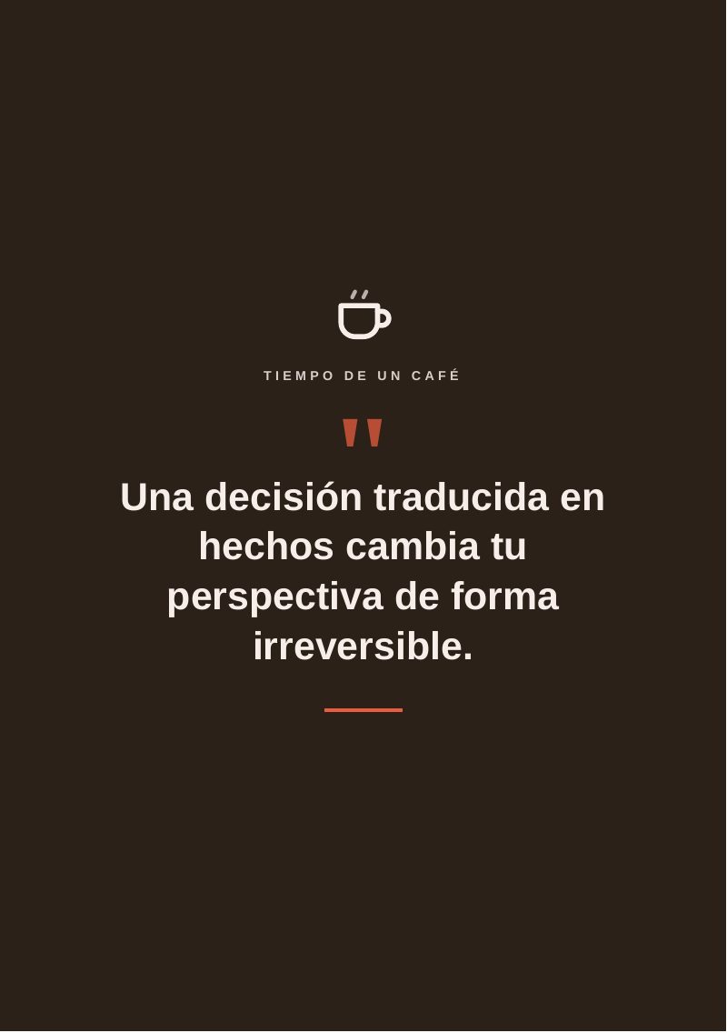 Página del libro IRREVERSIBLE: Tiempo de un café, una decisión traducida en hechos cambia tu perspectiva de forma irreversible